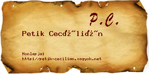 Petik Cecílián névjegykártya